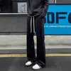 Pantalones de Chándal con Dobladillo Inclinado Estilo Americano para Hombre, Marca de Tendencia Otoñal Cleanfit Ajuste Delgado Pantalones de Campana, Pantalones Largos Deportivos Casuales Pesados
