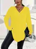 2026 Europeo y Americano Amazon Comercio Exterior Transfronterizo Color Sólido Cuello en V Botones Casual Manga Larga Top