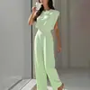 Mono Recto de Color Sólido con Cuello Redondo y Cintura Ajustable, Elegante Ropa de Trabajo, Moda Europea y Americana Transfronteriza, Novedad de Verano 2026 de Amazon