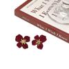 Novo clipe de orelha sem orelha de flor de veludo, clipe de orelha de luxo leve de alta qualidade, elegante, de alta qualidade, outono e inverno, vermelho, todos os brincos combinando
