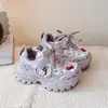 Tênis Feminino 2025 Nova Moda Tendência Respirável Infantil Meninas Pequenas Crianças Maiores Malha Princesa Tênis Pai