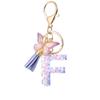 Chaveiro de Resina com Letra Inglesa A-Z Transfronteiriço Pingente de Borboleta Roxa com Franja Pingente para Bolsa Feminina Chaveiro