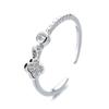 Anillo de Dedo Índice de Gato Antiguo Ning Reclutando Buena Suerte Año Nuevo para Mujeres Estilo Coreano Flor Distintiva Diamante Centelleante Anillo de Trébol de Cuatro Hojas de la Suerte para Mujeres