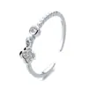Anillo de Dedo Índice de la Suerte para Año Nuevo Amanecer de Primavera para Mujer Estilo Coreano Personalizado Flor Diamante Brillante Anillo de Trébol de Cuatro Hojas de la Suerte para Mujer