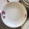 Prato de Frutas Flores Assadas em Alta Temperatura Prato de Arroz Prato Fundo Prato de Prato Par de Flores Cerâmica Doméstica Prato decalque prato fundo