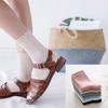 Medias de mujer de color liso japonés, de punto de doble aguja, rectas, de algodón peinado, estilo cálido, calcetines de mujer de color liso, salida de fábrica