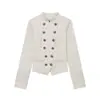 Chaqueta Elegante de Moda para Mujer 2026 Estilo Europeo y Americano Transfronterizo con Cuello Alto, Doble Botonadura y Detalles Metálicos 1153670