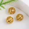 Moeda antiga de ouro e cor com botão lateral, bola oca, transferência, contas para pulseira DIY, pulseira, colar de contas, joias, contas soltas