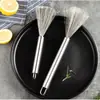 Cepillo de Acero Inoxidable con Mango Largo Engrosado para Eliminar Manchas, Artefacto para Colgar en la Cocina, Cepillo para Ollas de Acero Inoxidable