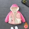 Jaqueta de Veludo para Meninas Outono e Inverno 2025 Nova Moda Jaqueta para Menina Corta-vento Infantil Roupa de Inverno Espessa