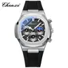Reloj de hombre Chenxi multifuncional de tres subesferas y seis agujas con calendario, fase lunar, cronógrafo, forma octagonal, reloj de cuarzo para transmisión en vivo transfronteriza
