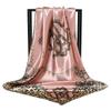 Corrente de leopardo mais vendida 90 cetim generoso lenço feminino estampado imitação de seda lenço feminino vintage FJ218