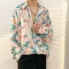 Camisa Floral Retrô Vintage Estilo Hong Kong para Homens e Mulheres Verão Tendência Marca Havaiana Despojada Cool Solta Camisa de Manga Longa Casaco para Casal