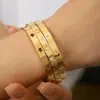 Pulsera de Acero Inoxidable Estilo Coreano Corazón Dorado Diamante Set para Mujer Elegante Elegante Chapado en Oro de 18K Moderna y Versátil