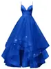 Vestido de noche largo para mujer, de comercio exterior, escote en V profundo con tirantes, falda abullonada, ceñido a la cintura, color liso, bajo irregular, suministro para estación internacional
