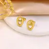 Nova Moda Corrente para Clavícula em Forma Oval de Sol Brincos de Tarraxa Vazados Simples Nariz de Porco Conjunto de Pulseira e Colar de Aço Inoxidável para Mulheres