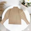 [En stock] Suéter de cuello alto medio para niños, camisa base para bebé niña, abrigo de manga abullonada de moda para niños, nuevo color sólido