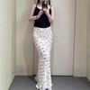 Falda Midi Floral de Encaje con Estampado de Moños 150 Petite para Mujer, Falda de Verano Larga hasta el Suelo Bodycon de Sirena
