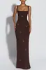 Site Independente Amazon Moda Europeia e Americana Feminina Vestido de Moda Sem Mangas com Lantejoulas Tomara que Caia Slim Fit Amarrado Vestido de Festa 8228