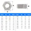 Tuerca Hexagonal Exterior de Acero Inoxidable 316 M1~M20 Tuerca Resistente a la Corrosión y al Óxido Tuerca de Rosca Gruesa Estándar Din934 En Stock