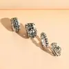 Anillo de Moda Transfronterizo Europeo y Americano Set Estilo Oscuro Calavera Carta de Póker Anillo Abierto Conjunto Multipièce Tendencia para Mujer