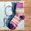 Calcetines Grues de Otoño e Invierno para Mujer, Calcetines hasta la Mitad de la Pantorrilla, Calcetines de Hilo Grueso Retro Estilo Étnico, Comercio Exterior Transfronterizo de Amazon, Cálidos