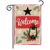 Nueva Bandera de Jardín Navideña Transfronteriza Decoración Festiva Decoración de Patio Bandera de Poliéster Imitación Lino de Doble Cara Personalización
