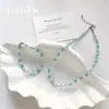 Colar Dopamina Azul Marinho Quadrado Olho de Gato Pérola Feminino Corrente de Clavícula de Luxo Leve Design Único Coleção de Colares e Pulseiras
