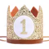 Sombrero de Fiesta Digital con Purpurina Dorada Accesorios para Fotos de Cumpleaños Infantil Tocado para Bebé Sombrero Estilo Ins Corona