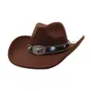 Sombrero de Vaquero Unisex Transfronterizo Minoría Étnica Corazón de Tíbet Borde Enrollado 19.5cm Sombrero de Fieltro con Diseño de Cabeza de Vaca Cuadrada