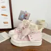 Tênis de Lona Rosa de Cano Alto Duas Vias para Mulheres, Feio-Bonito 2026 Primavera/Verão Novo Chique Nicho Original Estampa de Bolinhas Sola Grossa