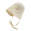 Sombrero de Cubo Rayado Fresco y Sencillo para Mujer, Nuevo Estilo Primavera/Verano 2025, Ala Ancha, Protección UV, Sombrero de Sol