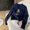 Transfronterizo Europeo y Americano Otoño e Invierno 2024 Explosiones Bandera Americana Suéter de Punto para Mujer Elegante Casual Combinable Cuello Redondo Manga Larga Suéter