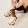 Pantuflas de Algodón para el Hogar para Mujer Otoño e Invierno Rayadas Antideslizantes de Felpa para el Hogar Invierno Simples Forradas de Felpa Antideslizantes de Algodón