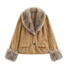 Otoño e Invierno 2025 Nueva Chaqueta Transfronteriza Europea y Americana para Mujer Efecto Piel de Ante Piel Sintética W021 82806