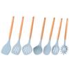 Utensilios de cocina de silicona para cocina, siete piezas, espátula de silicona para cocinar, colador, cuchara para sopa, juego de cuchara y pala de cocina multiusos
