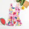 Transfronterizo 2026 Nuevo Estilo Europeo y Americano para Niñas Traje de Baño Lindo con Lazo Traje de Baño para Aguas Termales Traje de Baño de una Pieza Estilo Falda para Niños