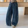 Jeans de Corte Curvo para Niñas Estilo Primavera y Otoño 2026 Nuevos Elegantes Ropa de Otoño para Niños Pantalones de Pierna Ancha Casuales de Pierna Recta Modernos
