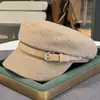 Gorra con Hebilla Retro Estilo Británico para Mujer Ala Ancha Adelgazante del Rostro Transpirable Cómoda Gorra de Boina Artística Versátil Gorra Azul Marino