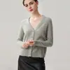 Nova coleção outono e inverno: cardigã de cashmere com decote V e lantejoulas, suéter de tricô casual feminino, casaco suéter curto e de corte solto