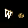 [Cobre puro doble chapado sin inventario] joyería de moda para hombre insignia broche pin de solapa 26 letras venta al por mayor
