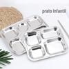 Venda por atacado de aço inoxidável 304 placa pequena de quatro grade fast food prato com tampa compartimento infantil placa de arroz não magnético 0,5 0,6