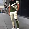 Amazon Y2 Novo Conjunto Masculino de Camiseta com Gola Redonda + Calça Estampado 3D Moda Simples Casual Esportivo Conjunto de Duas Peças