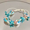Pulsera de Cuentas Estilo Isla con Conchas y Estrellas de Mar, Estilo Fresco Azul de Vacaciones, Joyería Apilable para Niñas, Accesorios de Conchas 2026