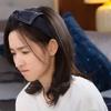 Lang Jie Zheng Xiuyan com faixa de cabeça alta craniana retrô feminina outono jeans azul laço grampos de cabelo faixa de cabeça larga acessórios para cabelo