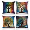 Funda de Almohada Estampado Floral de Arte Retro Transfronterizo Árbol Abstracto Colorido Hogar Sala de Estar Sofá Funda de Cojín Decorativa