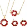 Juego de Joyería de Aleación de Nuevo Estilo con Diamantes de Colores para Mujer, Collar con Colgante Redondo Hueco, Pulsera y Pendientes Modernos y Únicos