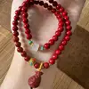 Pulseira de Cinábrio Dupla Volta Pulseira de Cinábrio Baixo Teor Pulseira Retro Simples Pulseira de Areia Dourada Roxa Pulseira Saco da Sorte Contas de Cinábrio