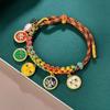 Pulsera Tejida a Mano Estilo Tibetano de los Cinco Dioses de la Riqueza con Cordones Coloridos, Nudo de Flor de Durazno Estilo Étnico, Multicolor, Directo del Fabricante