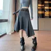 Falda Midi de Pana Forrada de Polar para Mujer, Otoño e Invierno, Estilo Old Money, Retro de Cintura Alta, Adelgazante, Falda de Paraguas Línea A con Dobladillo Ancho